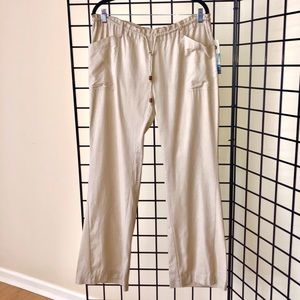 Roxy Cotten/Linen Blend Drawstring Khaki Pants NWT